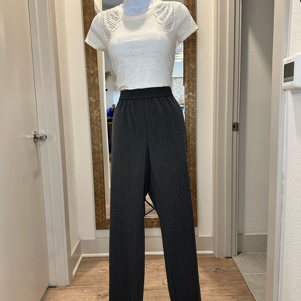 Elegant Gray Pinstripe Women's Suit Pants
